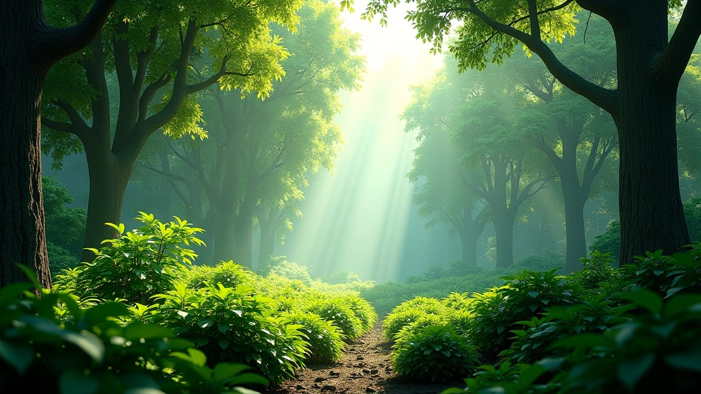 Virtual forest environment with realistic lighting and vegetation